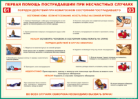 Таблица "Порядок действий при коматозном состоянии пострадавшего" (100х140 сантиметров, винил) - fgospostavki.ru - Семёнов