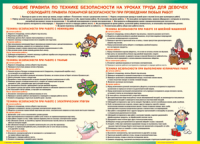 Таблица "Правила безопасности на уроках труда для девочек" (100х140 сантиметров, винил) - fgospostavki.ru - Семёнов
