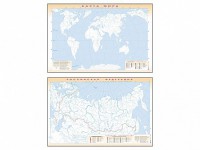 Фрагмент (демонстрационный) маркерный (двухсторонний) "Карта мира и Российской Федерации" (немая) с комплектом тематических магнитов - fgospostavki.ru - Семёнов