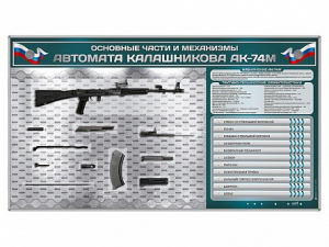 Электрифицированный стенд "Основные части и механизмы автомата Калашникова АК-74М" с полноразмерными, оригинальными макетами деталей и механизмов под стеклом - fgospostavki.ru - Семёнов