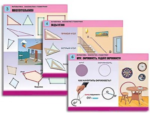 Комплект таблиц "Математика. Знакомство с геометрией" (6 таблиц, формат А1, ламинированные) - fgospostavki.ru - Семёнов