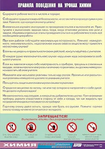 Таблица демонстрационная "Правила поведения на уроках химии" (винил 70х100) - fgospostavki.ru - Семёнов