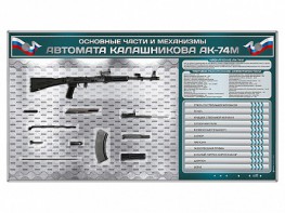 Электрифицированный стенд "Основные части и механизмы автомата Калашникова АК-74М" с полноразмерными, оригинальными макетами деталей и механизмов под стеклом - fgospostavki.ru - Семёнов
