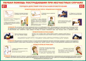 Таблица "Порядок действий при опасном кровотечении" (100х140 сантиметров, винил) - fgospostavki.ru - Семёнов