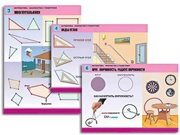 Комплект таблиц "Математика. Знакомство с геометрией" (6 таблиц, формат А1, ламинированные) - fgospostavki.ru - Семёнов